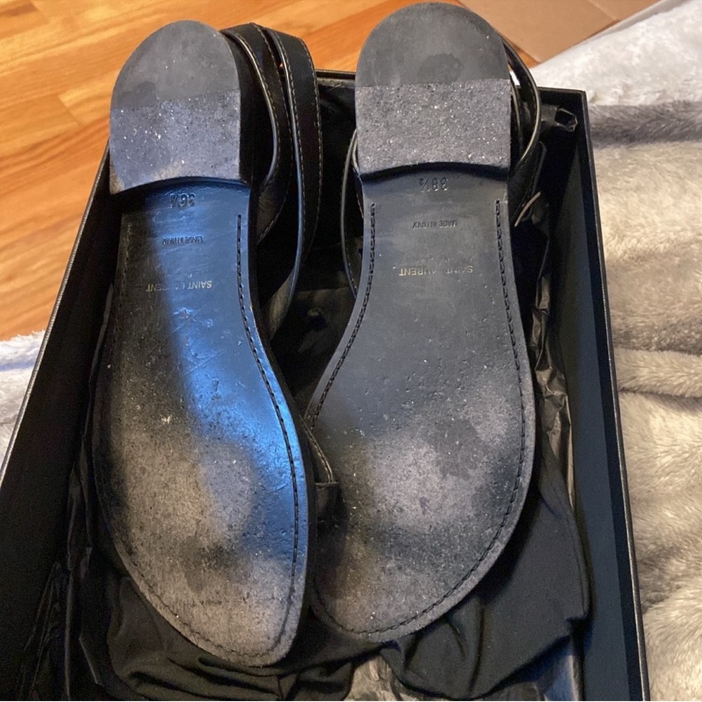 Saint Laurent Joson Pallad O Black Sandals sz 38.5 - Picture 9 of 15